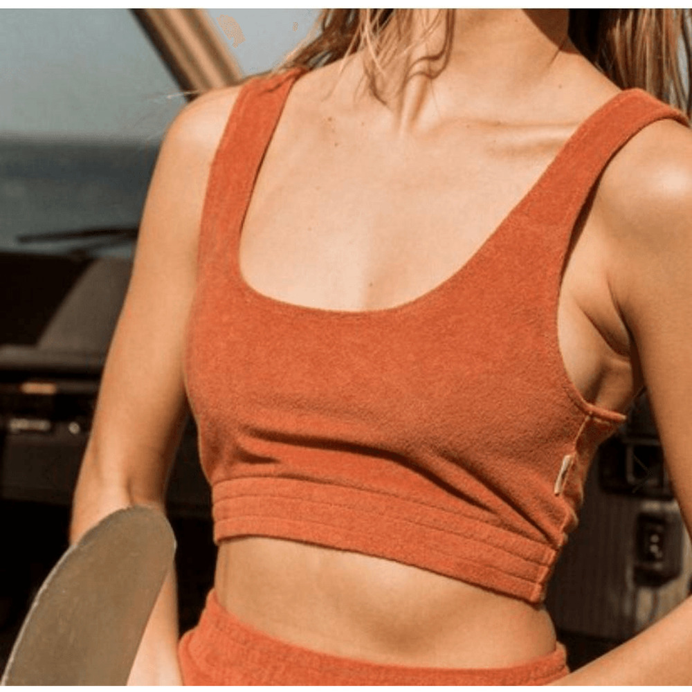Roxy Baked Clay Orange Threes Company Organic Bralette XL NWT (7089)